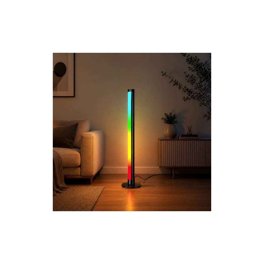RGB kampinis stovas LED šviestuvas su muzikos režimu, valdomas per programėlę ir nuotolinio valdymo pultą, 90 cm-Namai, laisvala