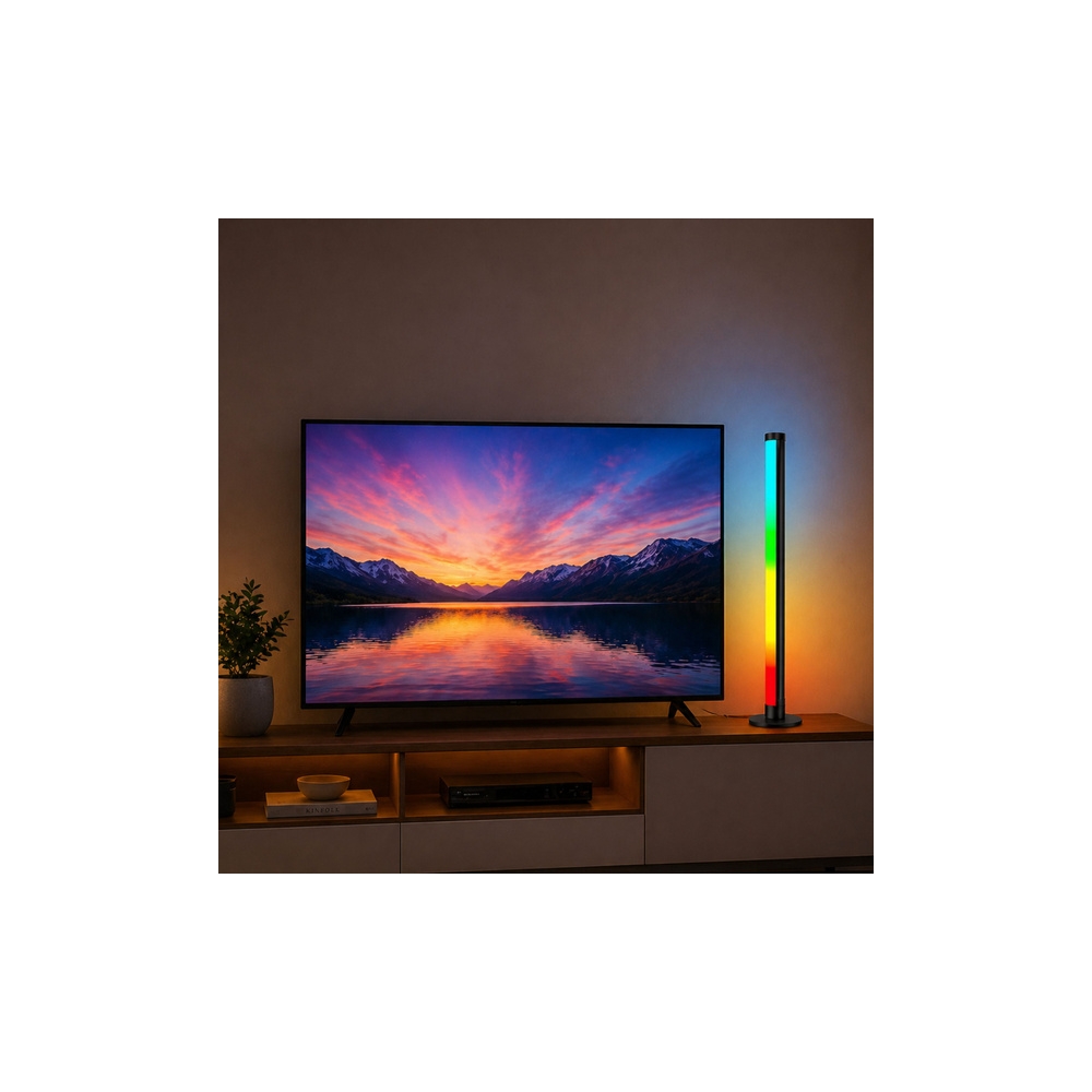 RGB kampinis stovas LED šviestuvas su muzikos režimu, valdomas per programėlę ir nuotolinio valdymo pultą, 90 cm-Namai, laisvala