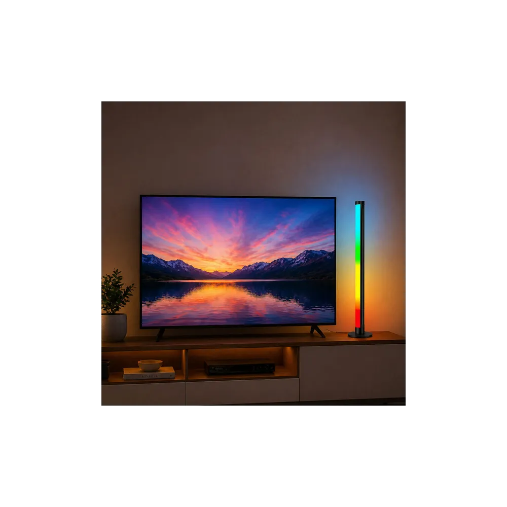 RGB kampinis stovas LED šviestuvas su muzikos režimu, valdomas per programėlę ir nuotolinio valdymo pultą, 90 cm-Namai, laisvala