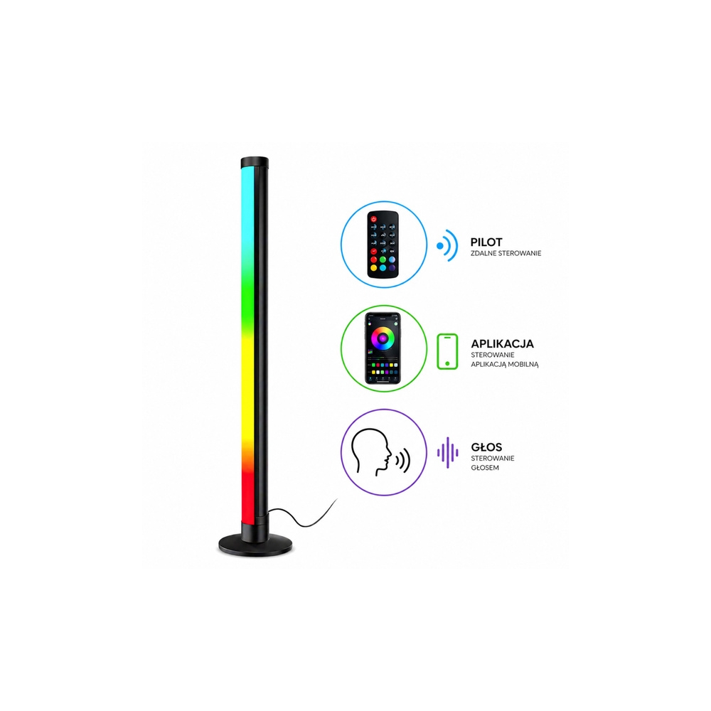 Lampa Podłogowa LED Narożna Stojąca RGB Tryb Muzyczny Aplikacja Pilot 90cm