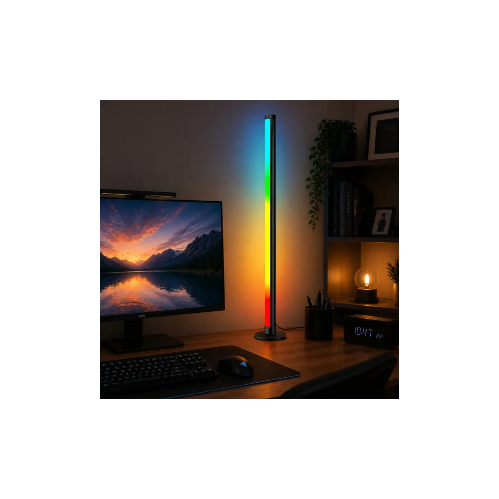 RGB kampinis stovas LED šviestuvas su muzikos režimu, valdomas per programėlę ir nuotolinio valdymo pultą, 90 cm-Namai, laisvala