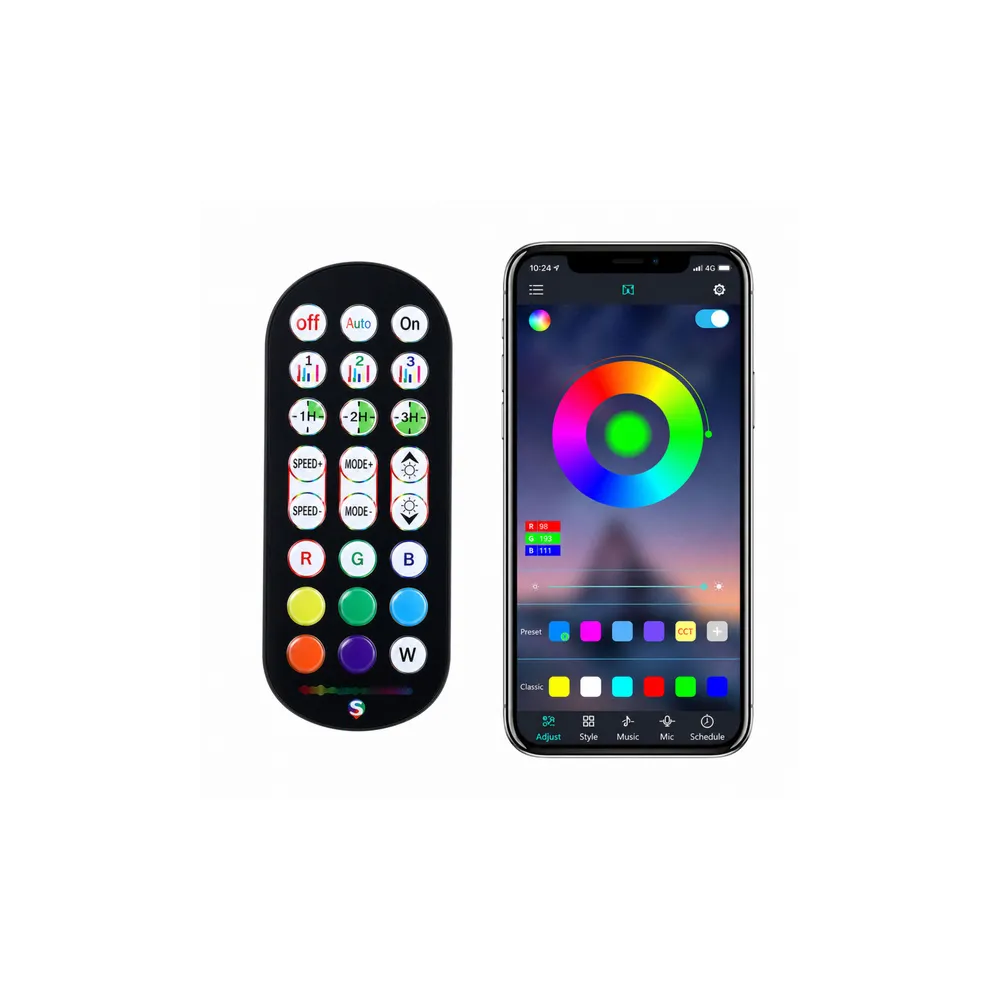 RGB kampinis stovas LED šviestuvas su muzikos režimu, valdomas per programėlę ir nuotolinio valdymo pultą, 90 cm-Namai, laisvala