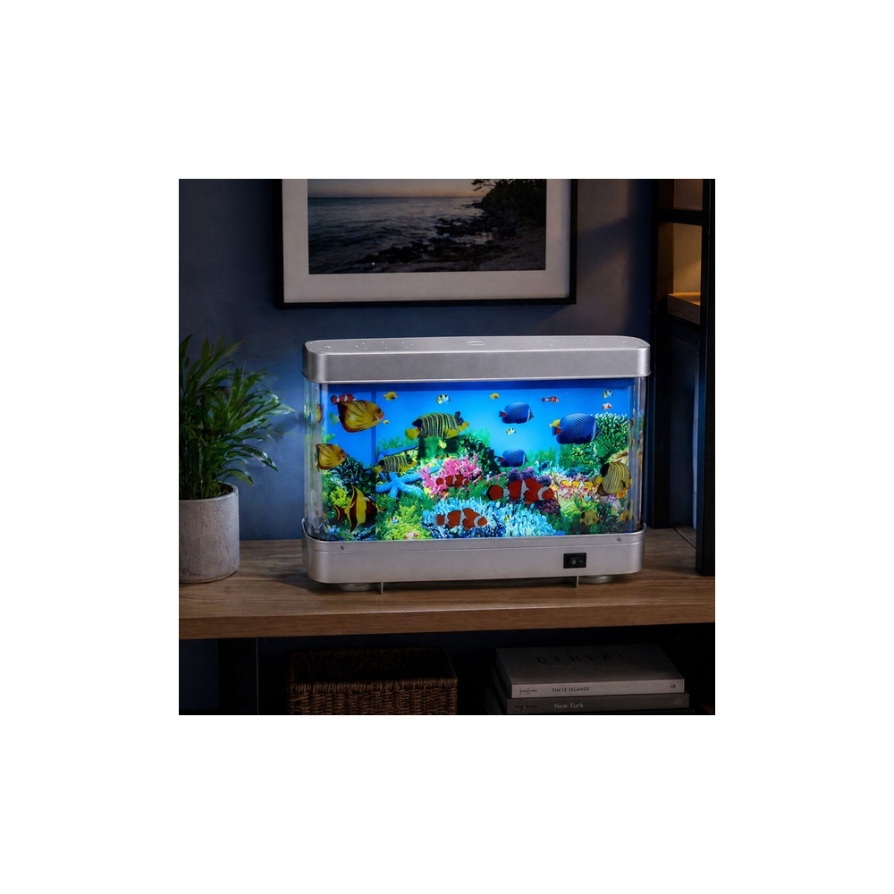 Sztuczne Akwarium Dekoracyjne Lampka Nocna LED Rybki 3D Ruchome Kolorowe