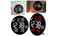 Zegar Ścienny Cyfrowy LED Data Temperatura Wilgotność Alarm Pilot 25 cm