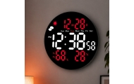 Sieninis skaitmeninis LED laikrodis su data, temperatūros ir drėgmės rodmenimis, žadintuvu ir nuotolinio valdymo pultu, 25 cm-Na