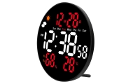 Zegar Ścienny Cyfrowy LED Data Temperatura Wilgotność Alarm Pilot 25 cm