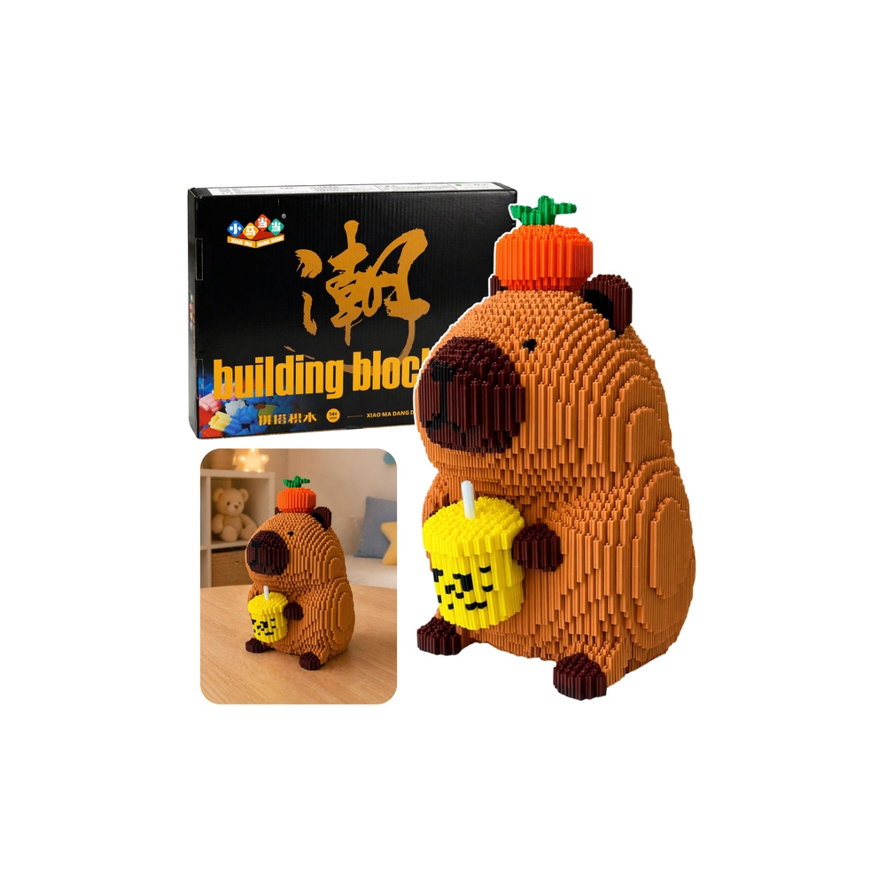 Konstruktorius 3D Kapibara „Shake“ obuolio formos, 3900 detalių, 25 cm-Žaislai, Konstruktoriai, Lego, statybiniai blokai-e-vaika