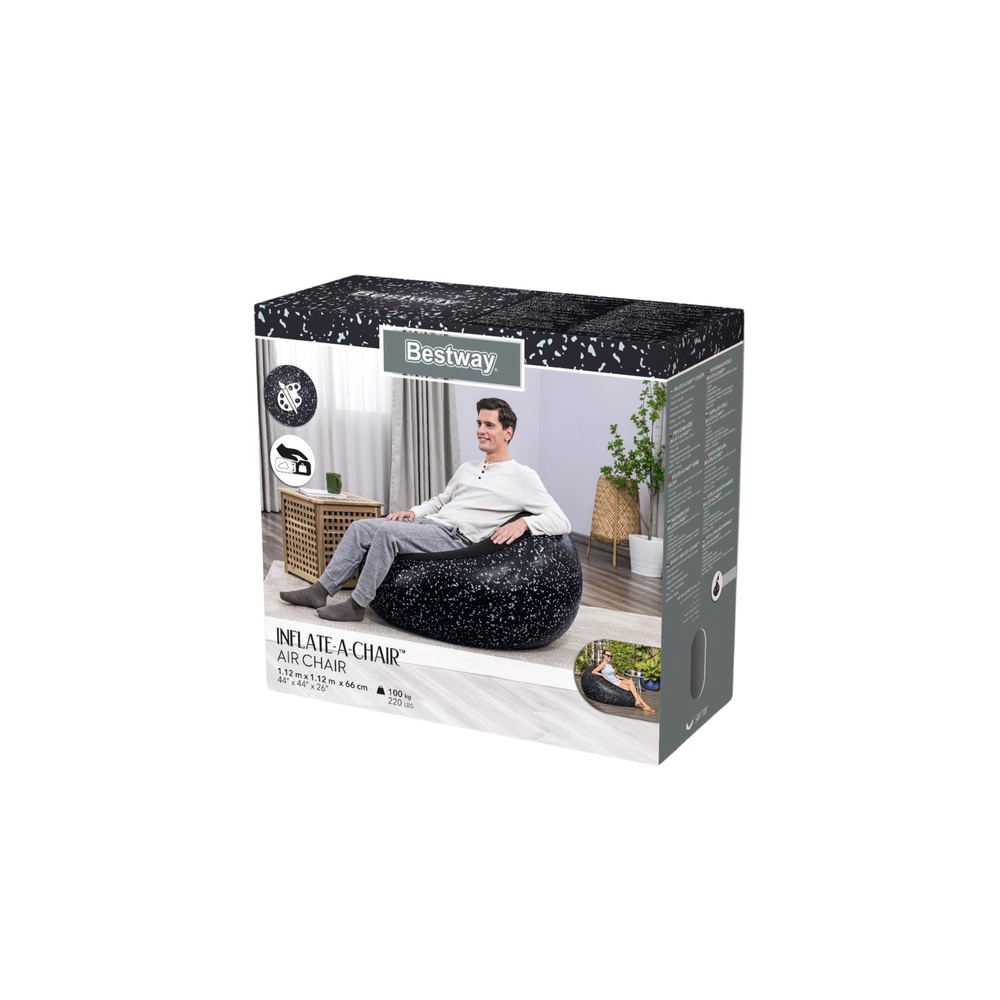 Fotel Dmuchany Siedzisko Czarny Inflate A Chair Bestway 75153
