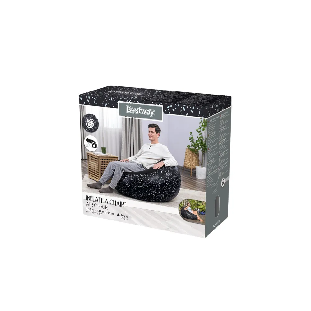 Pripučiamas fotelis Inflate A Chair Bestway 75153, juodas-Vaiko kambariui, Namai, laisvalaikis, turizmas, Pripučiami čiužiniai i