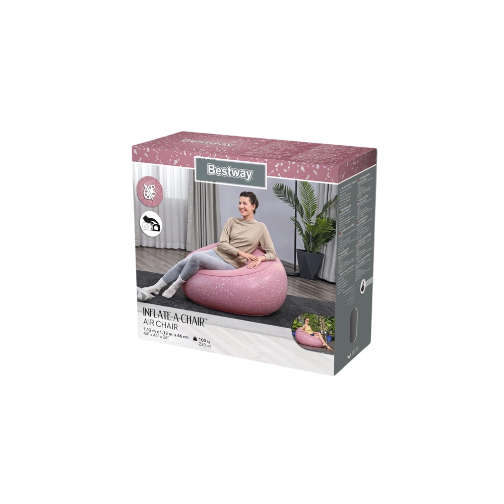 Fotel Dmuchany Siedzisko Różowy Inflate A Chair Bestway 75155
