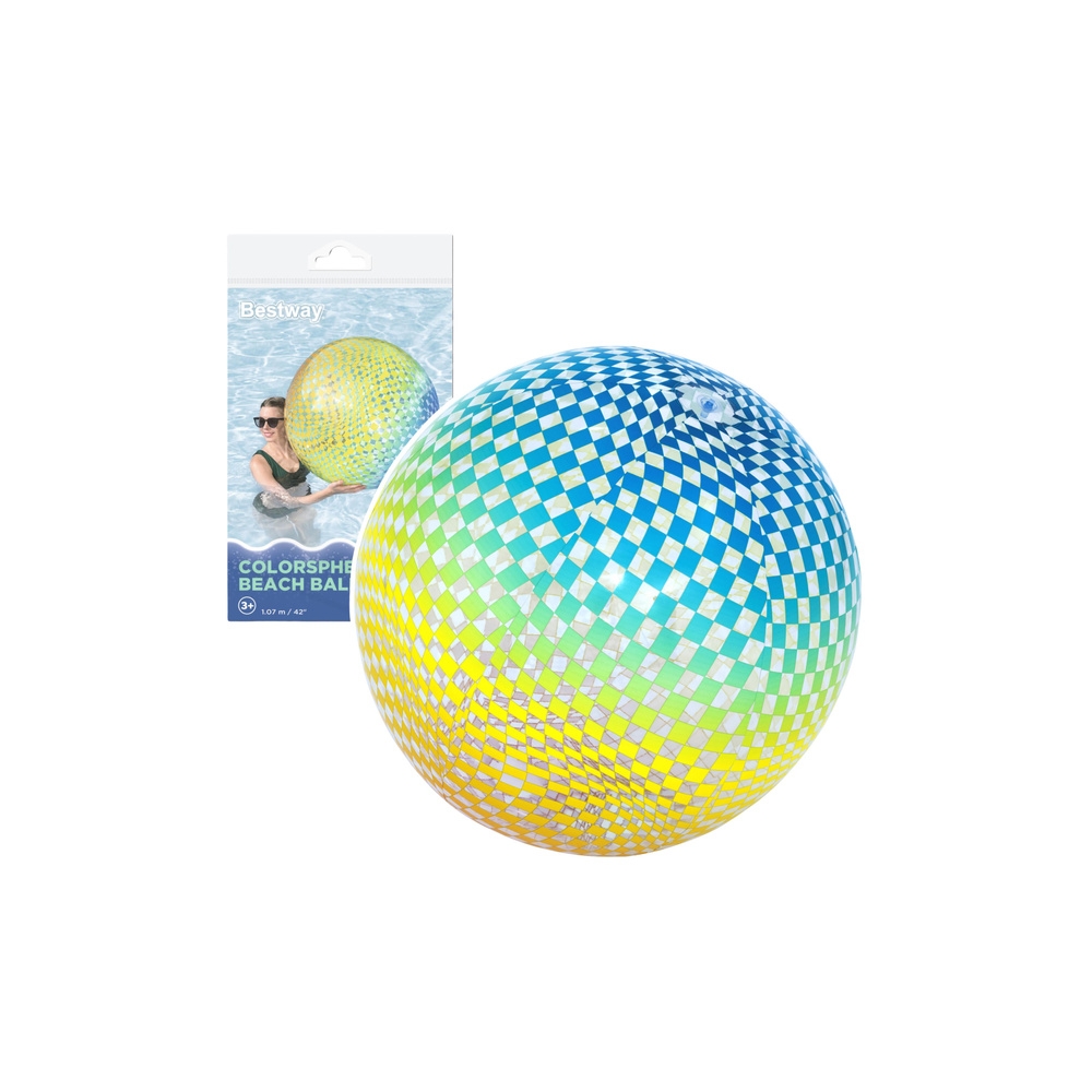 Didelis pripučiamas paplūdimio kamuolys Colorsphere Bestway, 107 cm, 31152-Žaislai, Lauko žaislai, Pripučiami ratai, žaislai, či