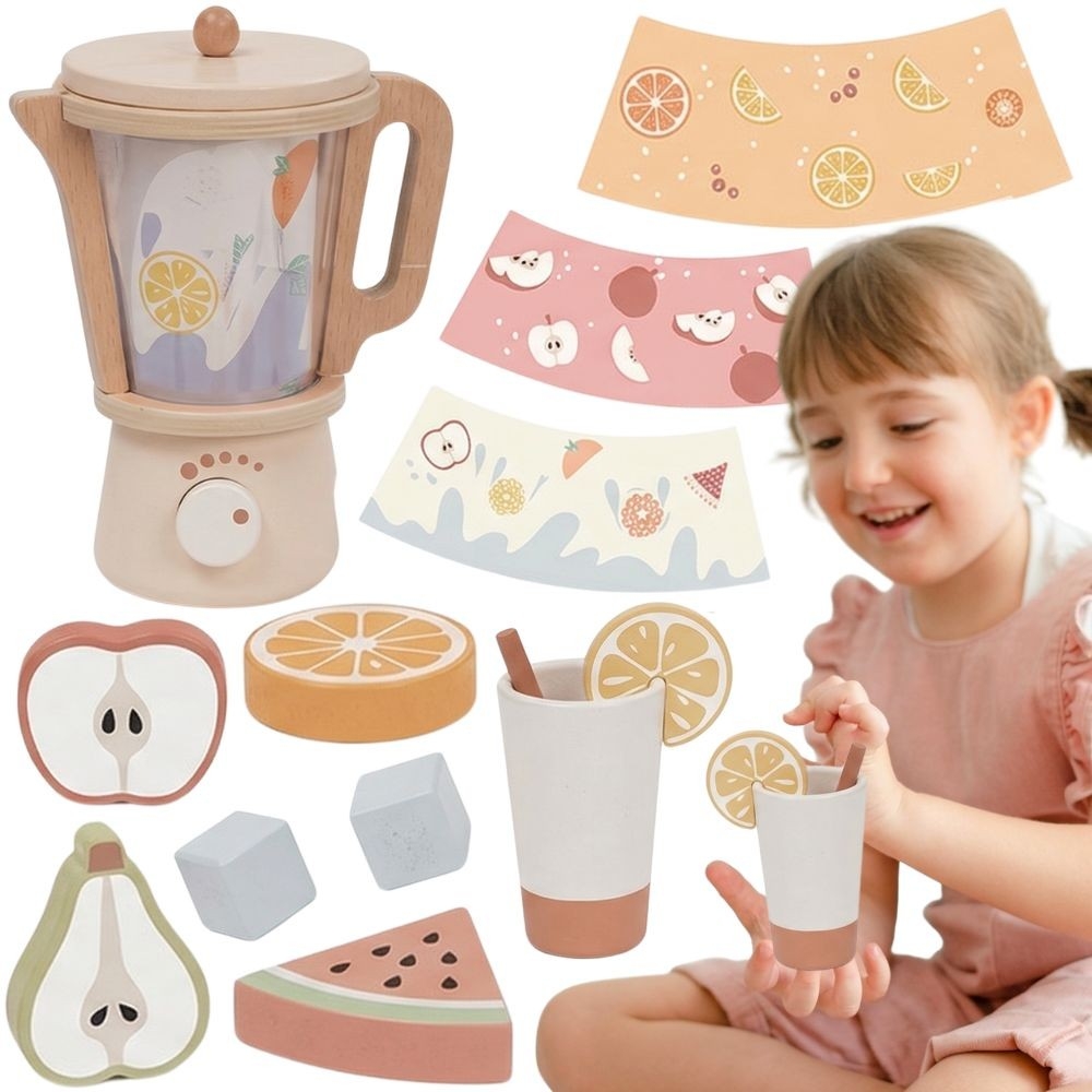 Medinis maišytuvo rinkinys TOOKY TOY su priedais – 18 dalių rinkinys-Žaislai, Profesijos, buities žaislai, Mediniai, Mažiesiems 