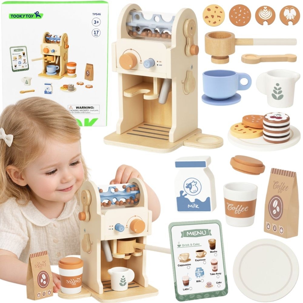 Medinis kavos rinkinys TOOKY TOY Barista Express-Žaislai, Profesijos, buities žaislai, Mediniai, Mažiesiems kulinarams-e-vaikas