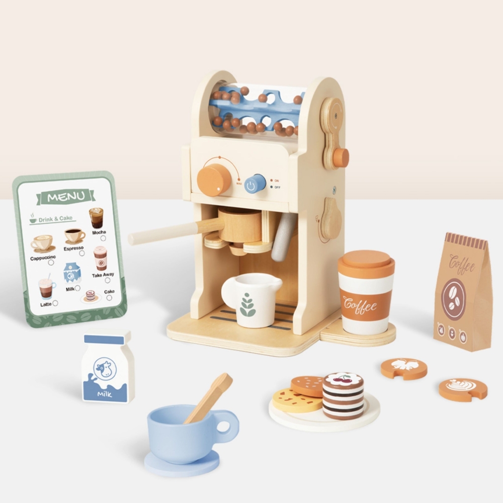 Medinis kavos rinkinys TOOKY TOY Barista Express-Žaislai, Profesijos, buities žaislai, Mediniai, Mažiesiems kulinarams-e-vaikas