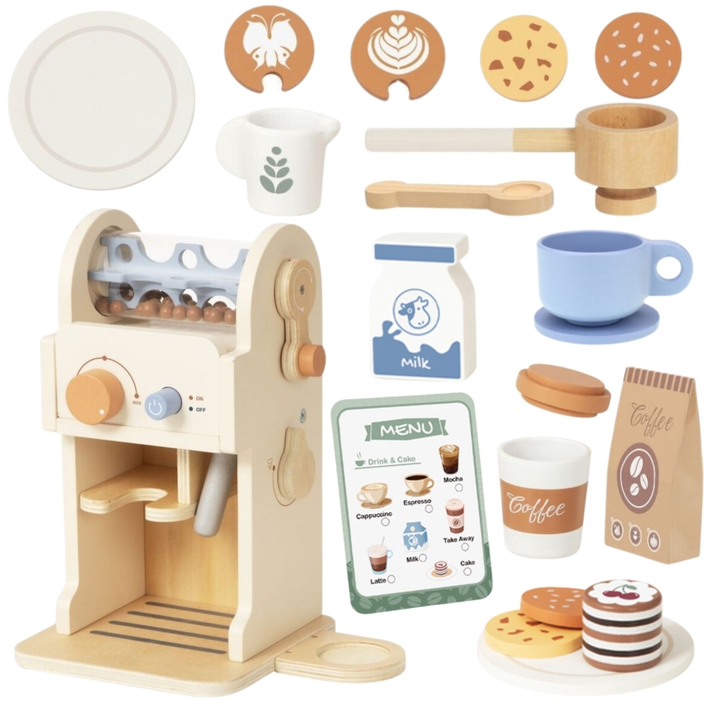 Medinis kavos rinkinys TOOKY TOY Barista Express-Žaislai, Profesijos, buities žaislai, Mediniai, Mažiesiems kulinarams-e-vaikas