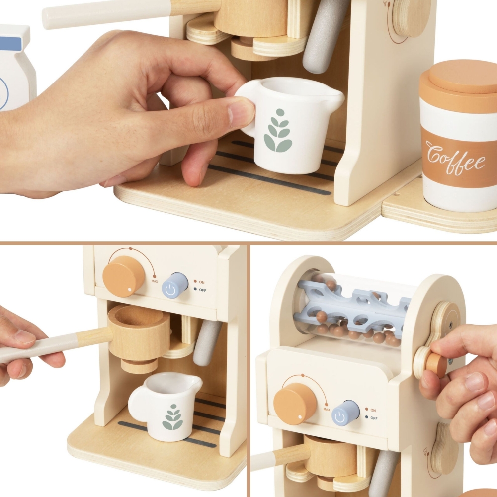 Medinis kavos rinkinys TOOKY TOY Barista Express-Žaislai, Profesijos, buities žaislai, Mediniai, Mažiesiems kulinarams-e-vaikas