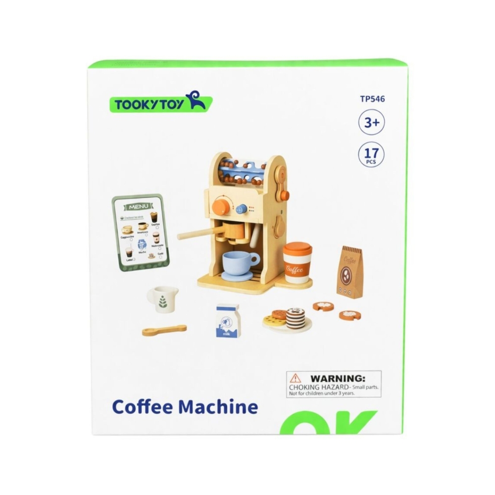 Medinis kavos rinkinys TOOKY TOY Barista Express-Žaislai, Profesijos, buities žaislai, Mediniai, Mažiesiems kulinarams-e-vaikas
