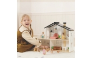 TOOKY TOY Wooden Dollhouse with Accessories and Family 20 pcs.					
