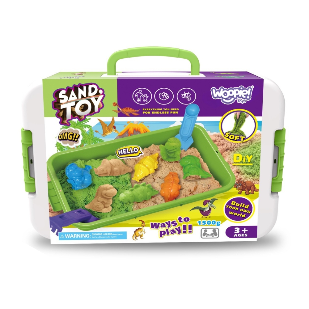 Kinetinis smėlis WOOPIE, 1,5 kg, XXL rinkinys „ZOO Safari“ stalas su formelėmis-Žaislai, Kūrybiniai žaislai, Lipdymas-e-vaikas