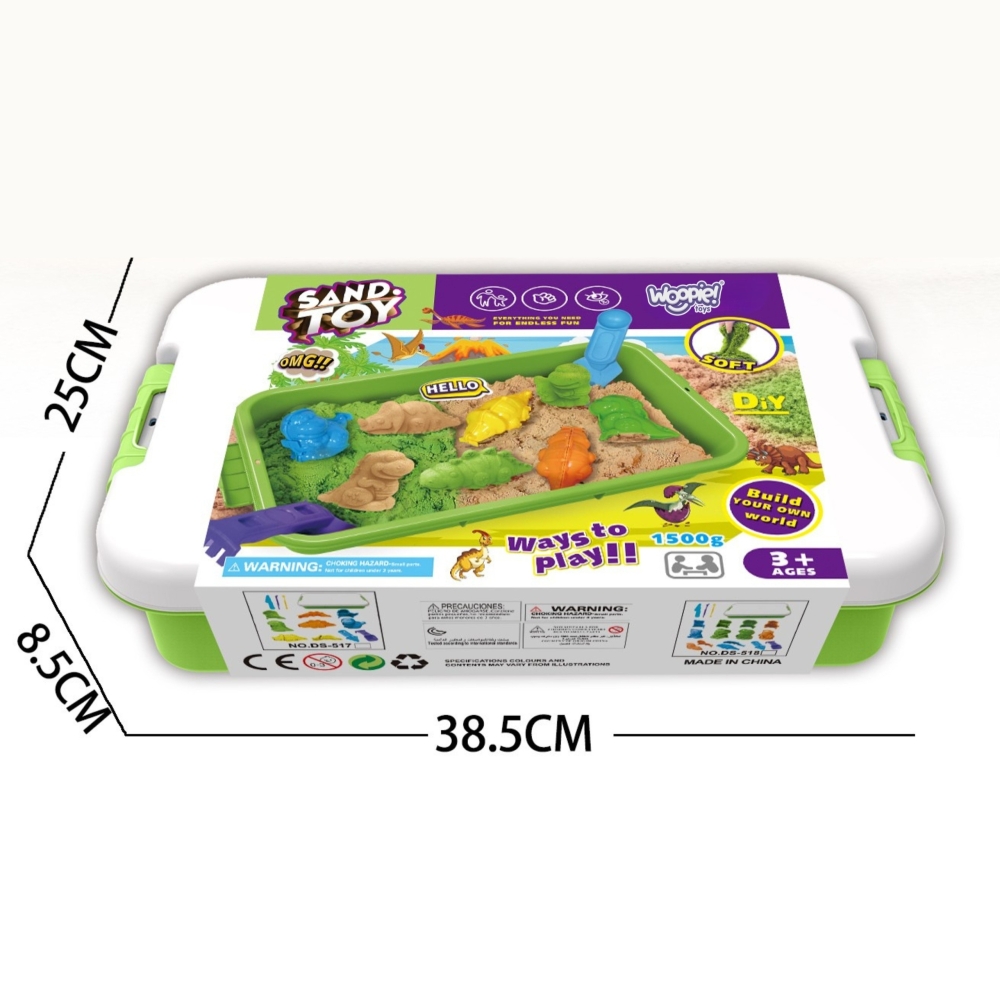 Kinetinis smėlis WOOPIE, 1,5 kg, XXL rinkinys „ZOO Safari“ stalas su formelėmis-Žaislai, Kūrybiniai žaislai, Lipdymas-e-vaikas