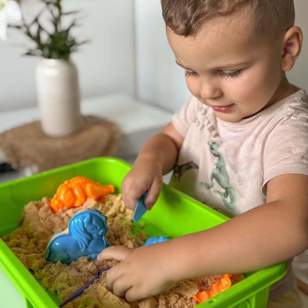Kinetinis smėlis WOOPIE, 1,5 kg, XXL rinkinys „ZOO Safari“ stalas su formelėmis-Žaislai, Kūrybiniai žaislai, Lipdymas-e-vaikas