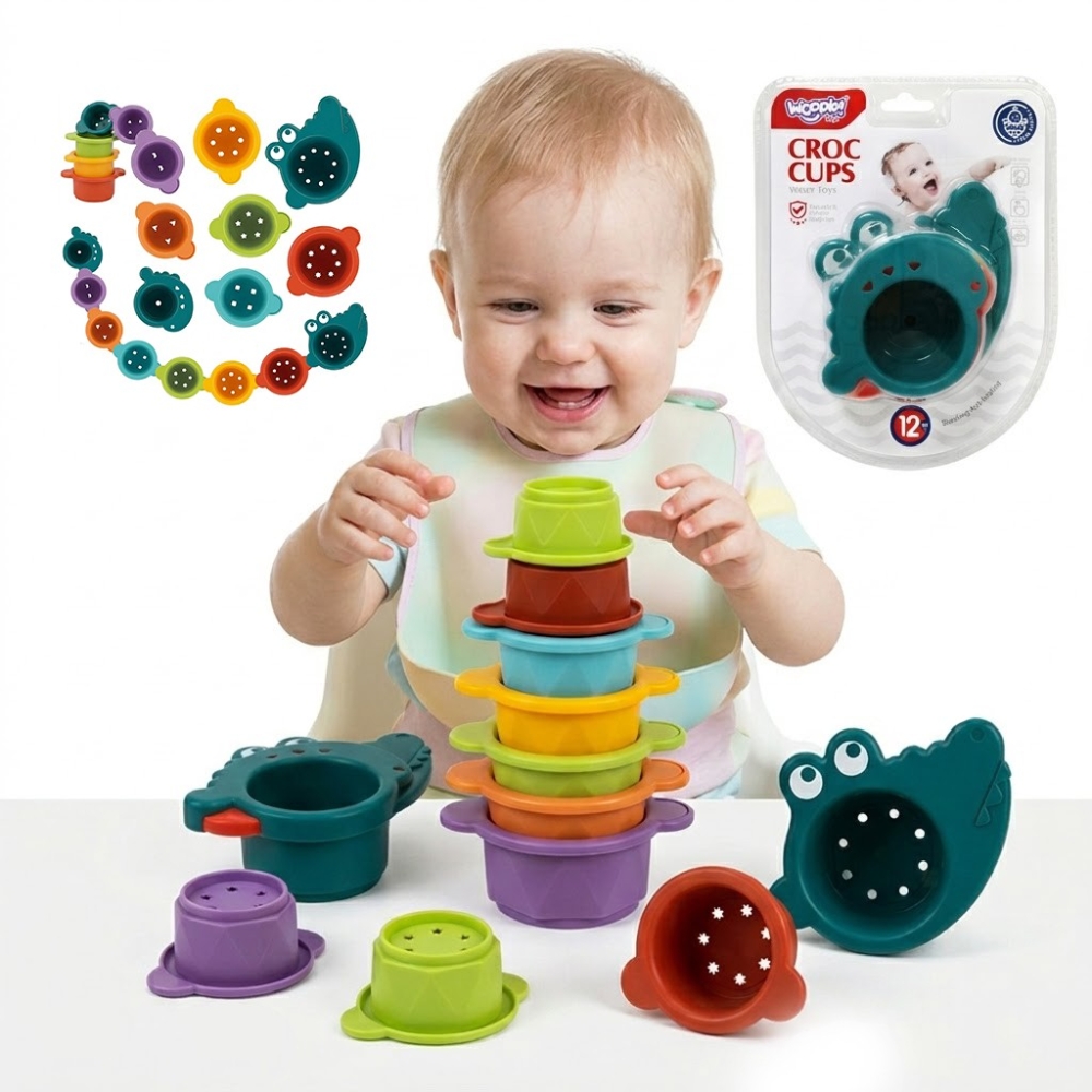 WOOPIE BABY Bath Toy Crocodile Overflow Cups					