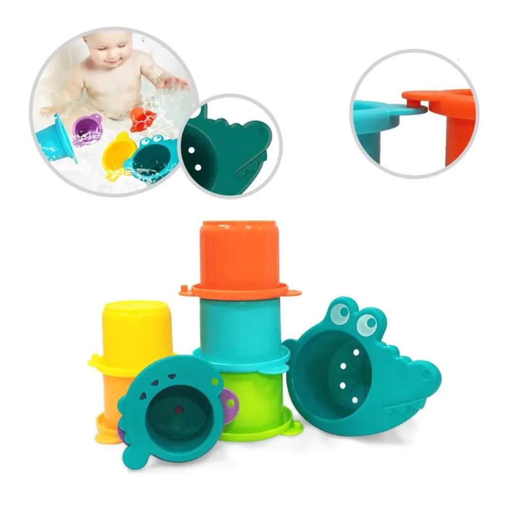 WOOPIE BABY Bath Toy Crocodile Overflow Cups					