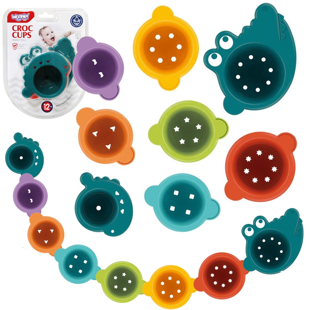 WOOPIE BABY Bath Toy Crocodile Overflow Cups					