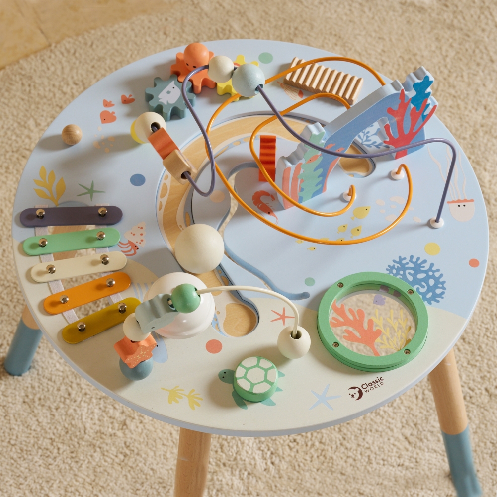 CLASSIC WORLD Wooden Activity Table "Sea Life" Musical and Educational 