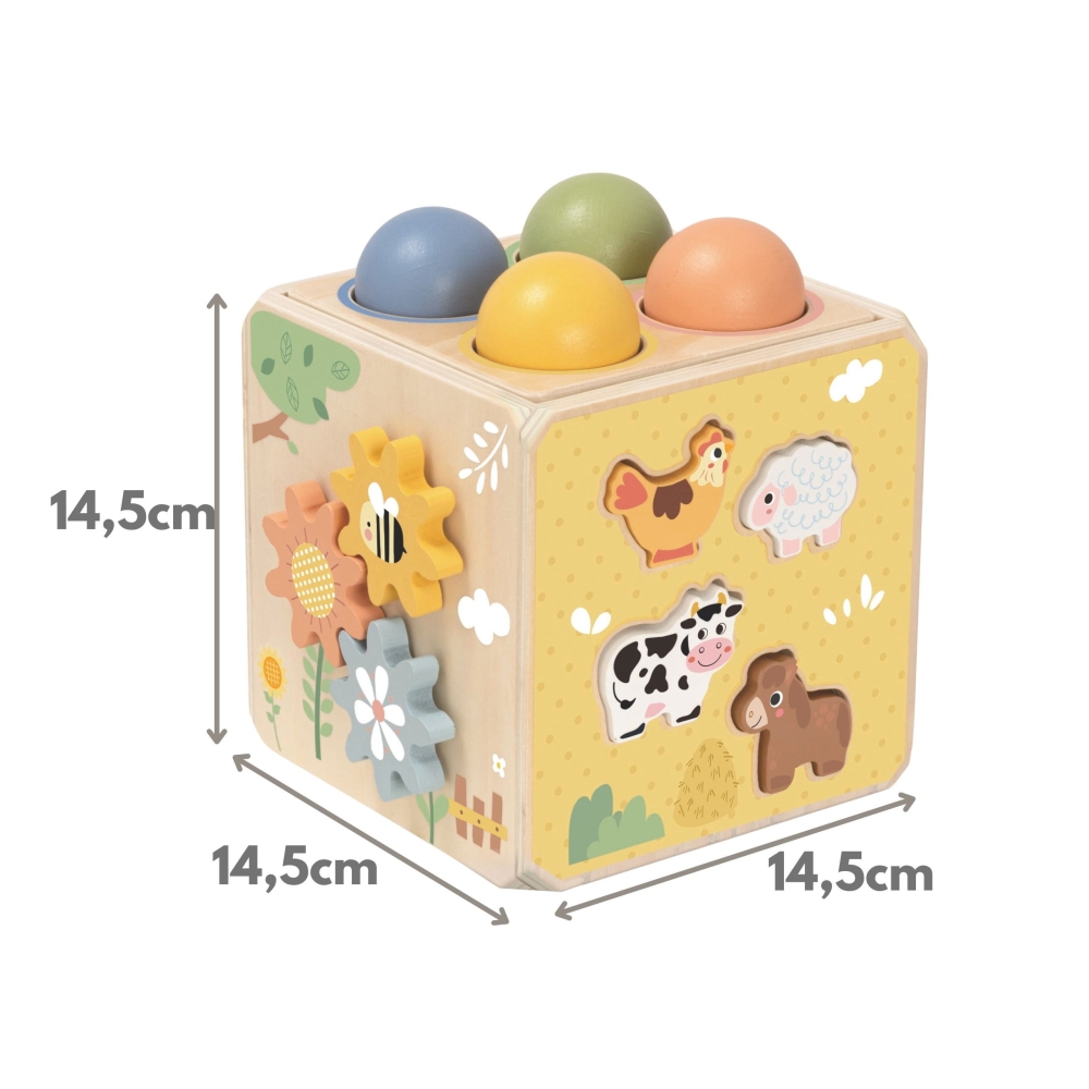Medinis edukacinis kubas TOOKY TOY su spyruoklėmis 5-in-1-LEKER-e-vaikas