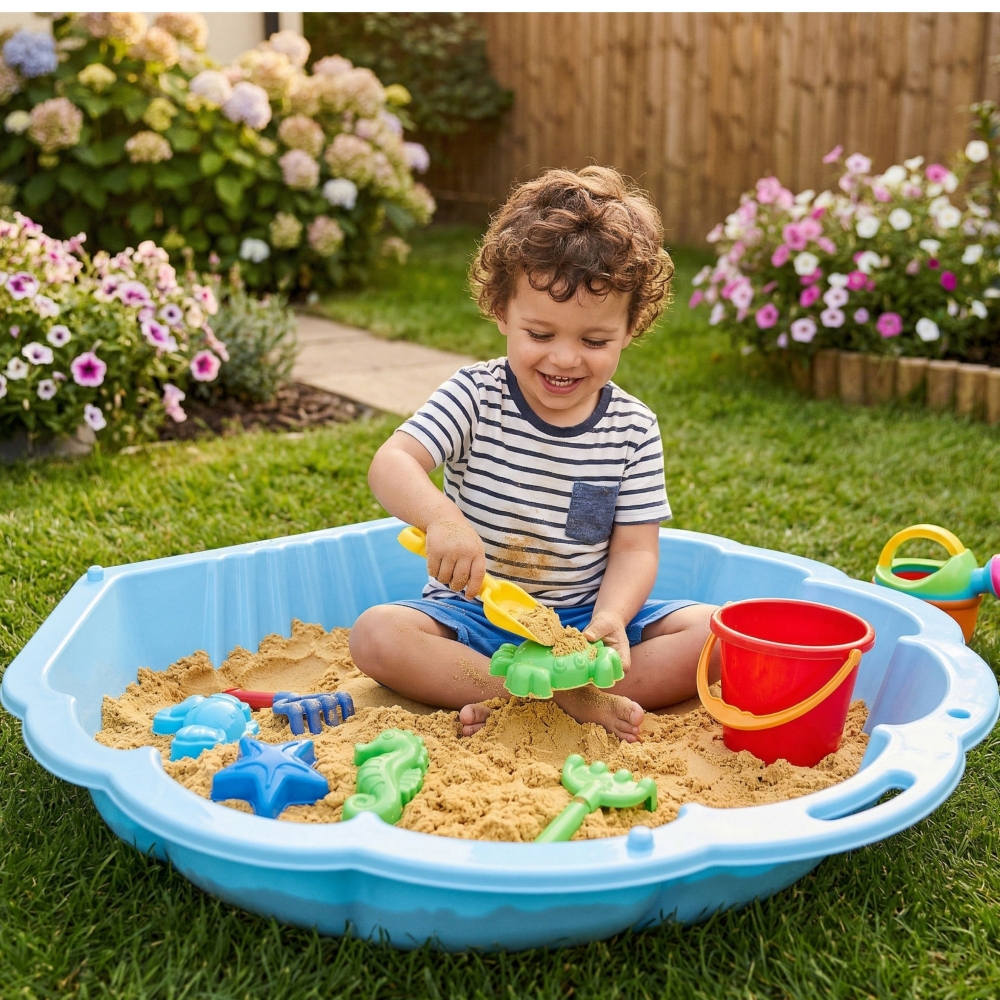 Smėlio dėžė / baseinas WOOPIE Sandbox Pool Shell 3-in-1, mėlyna 1 vnt-LEKER-e-vaikas