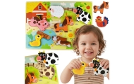 Medinė dėlionė Montessori TOOKY TOY Gyvūnų ferma-LEKER-e-vaikas