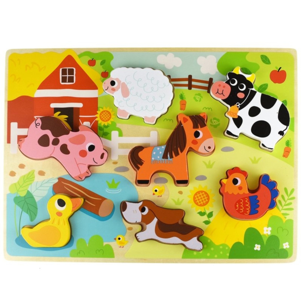 Medinė dėlionė Montessori TOOKY TOY Gyvūnų ferma-LEKER-e-vaikas