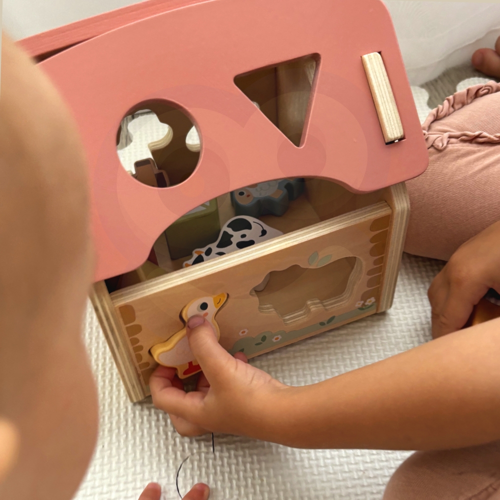 WOOPIE GREEN Wooden Farm Shape and Color Sorter 13 pcs. 