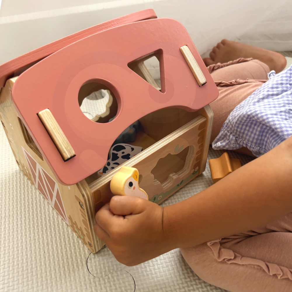 WOOPIE GREEN Wooden Farm Shape and Color Sorter 13 pcs. 