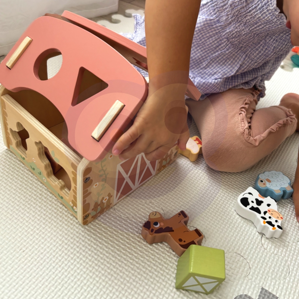 WOOPIE GREEN Wooden Farm Shape and Color Sorter 13 pcs. 