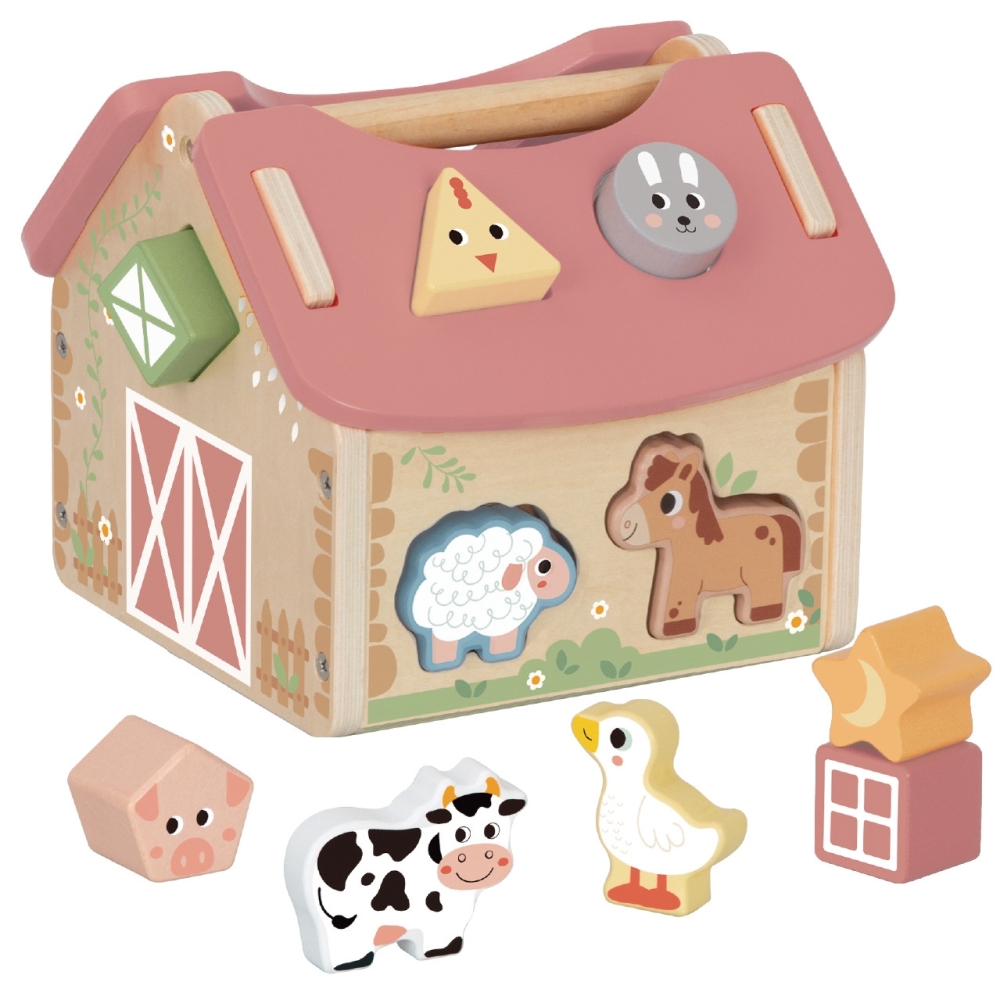 WOOPIE GREEN Wooden Farm Shape and Color Sorter 13 pcs. 