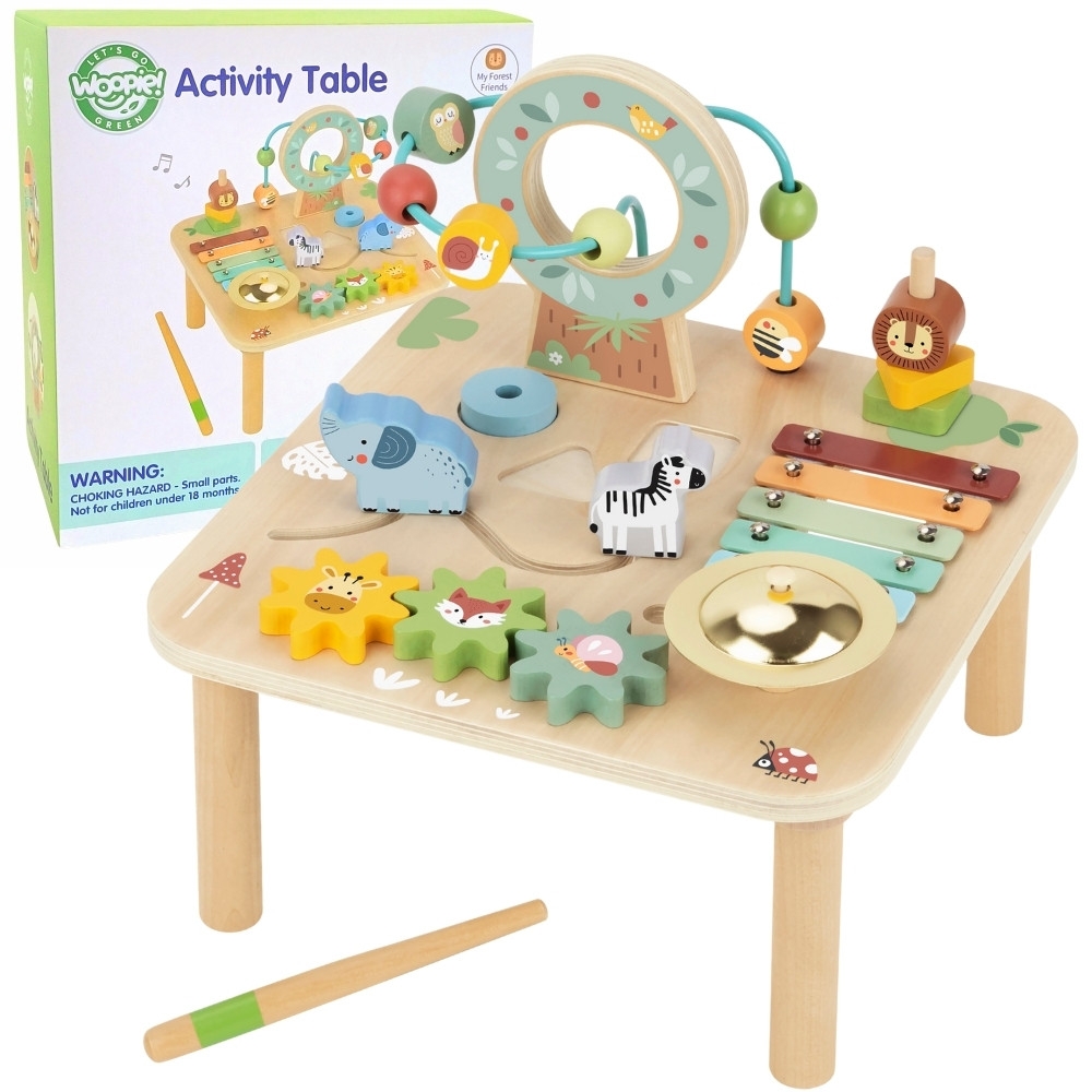 WOOPIE GREEN Wooden Educational Table Musical Sensory Maze 5 in 1					
