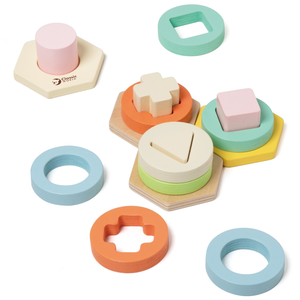 CLASSIC WORLD Montessori Shape and Color Sorter Puzzle Tower 
