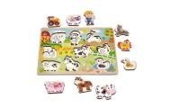 WOOPIE GREEN Wooden Montessori Puzzle Farm with Matching Pins					