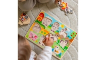 WOOPIE GREEN Wooden Montessori Puzzle Farm with Matching Pins					