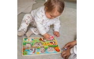 WOOPIE GREEN Wooden Montessori Puzzle Farm with Matching Pins					