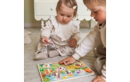 WOOPIE GREEN Wooden Montessori Puzzle Farm with Matching Pins					