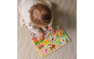 Medinė dėlionė Montessori WOOPIE GREEN Ūkis su rankenėlėmis-LEKER-e-vaikas