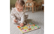 WOOPIE GREEN Wooden Montessori Puzzle Farm with Matching Pins					