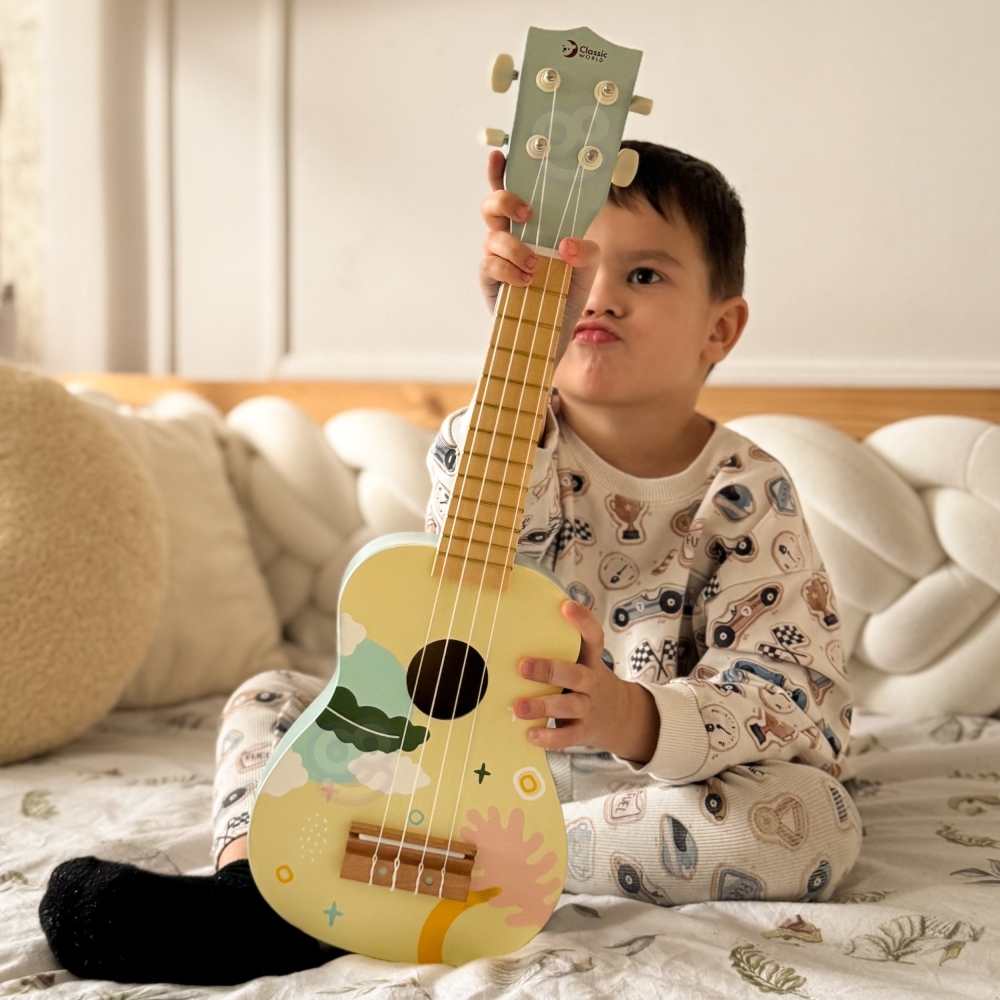 CLASSIC WORLD Wooden Ukulele Guitar for Kids Blue 