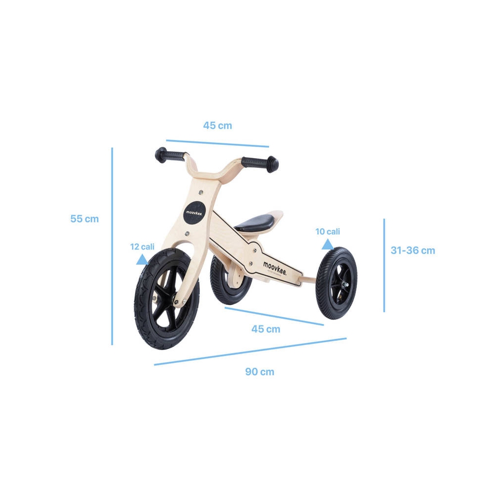 Tricycle - Balance Bike - Wooden - 2in1 - 0C075 - JANE - NATURAL WOOD - MOOVKEE
