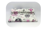 Diaper - 20849 - FLANNEL PRINT - EGA - ZWIERZĘTA LEŚNE - PINK - size 70x80 cm