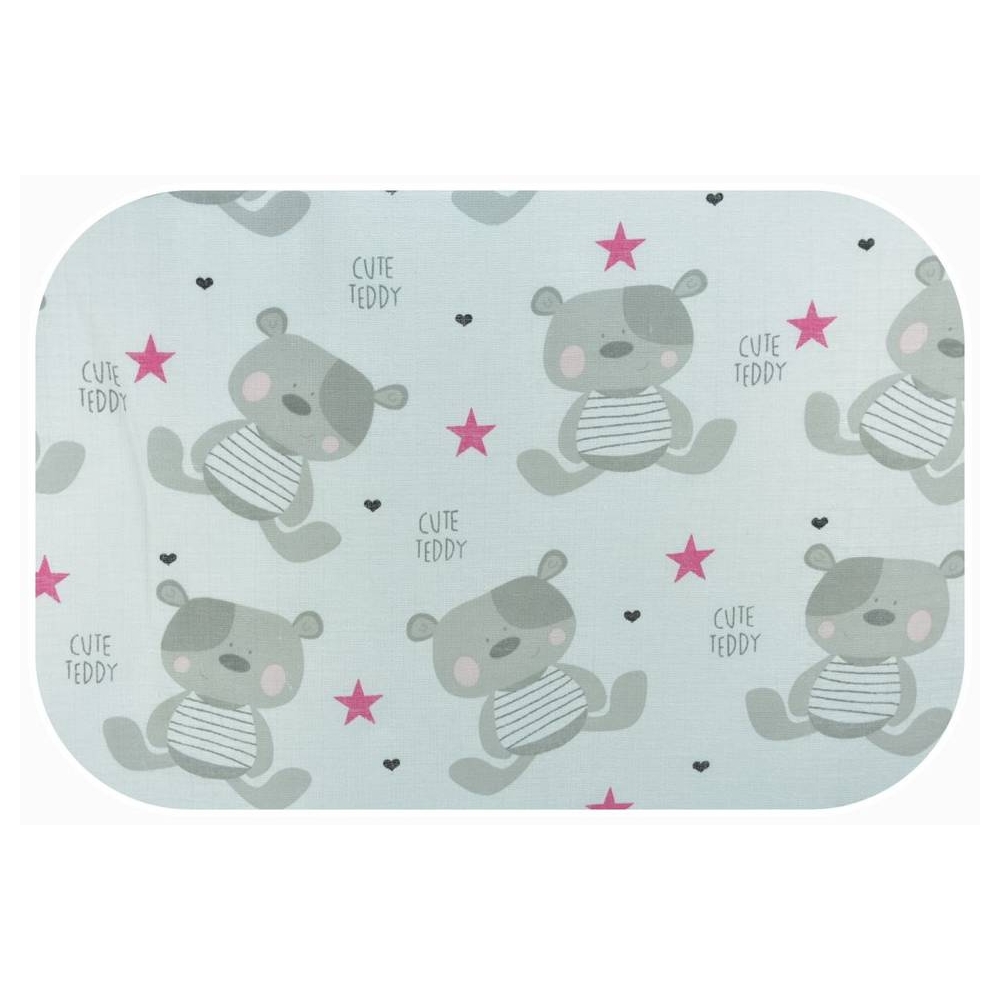 Diaper - 17788 - TETRA PRINT - EGA - CUTE TEDDY - PINK - size 70x80 cm