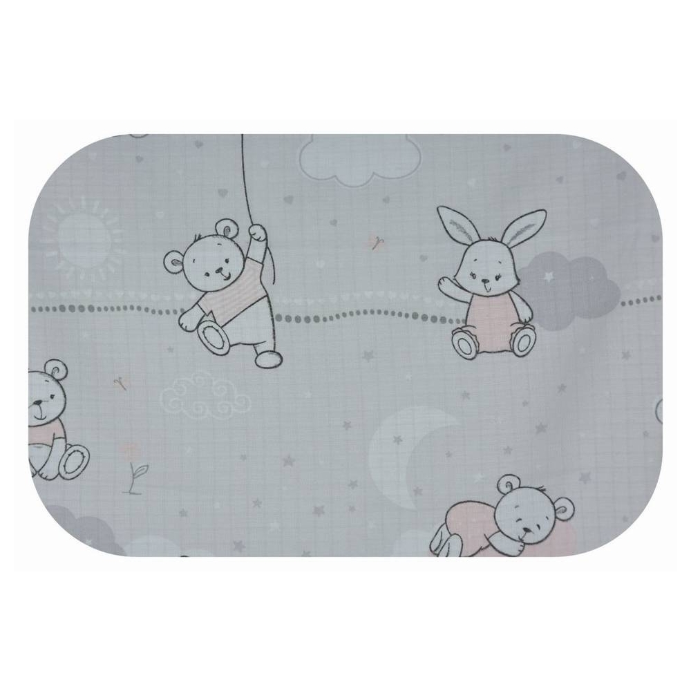 Diaper - 20177 - TETRA PRINT - EGA - KRÓLIK Z BALONEM - PINK - size 70x80 cm